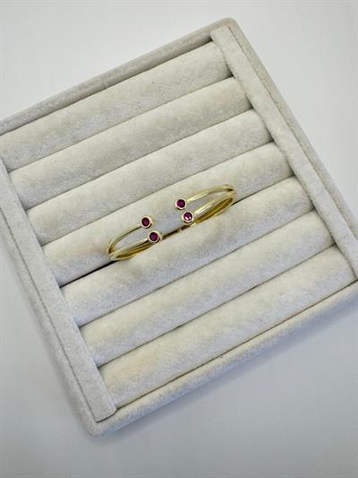 Altın Kaplama Mor Minimal Taşlı Kelepçe