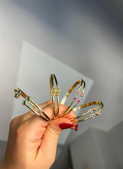 Altın Kaplama Mor Minimal Taşlı Kelepçe