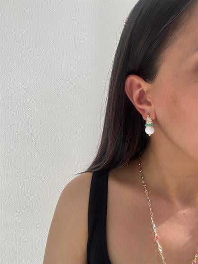 Altın Kaplama Otantik Beyaz Küpee