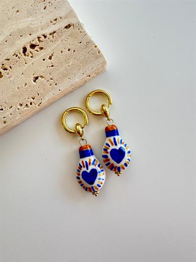 Altın Kaplama Kalp Detaylı Otantik Küpe