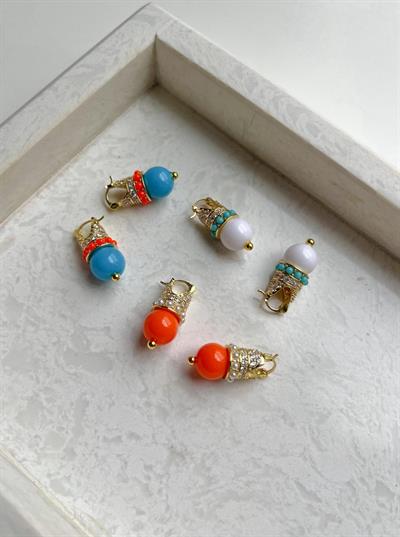 Altın Kaplama Otantik Mavi Küpe