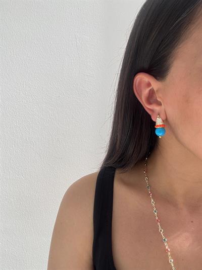 Altın Kaplama Otantik Mavi Küpe