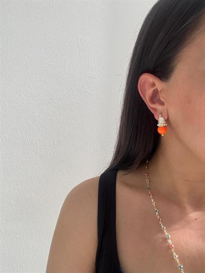 Altın Kaplama Otantik Turuncu Küpe