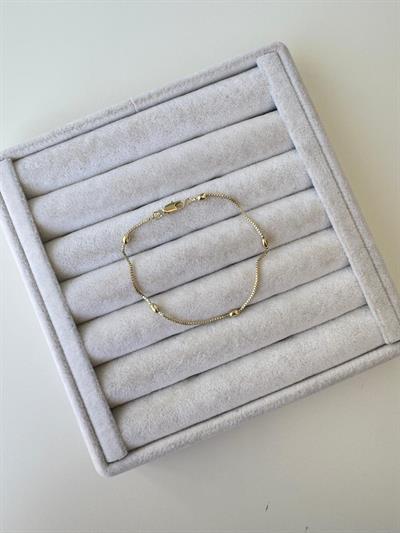 Altın Kaplama Oval Topçuklu İnce Zincir Bileklik