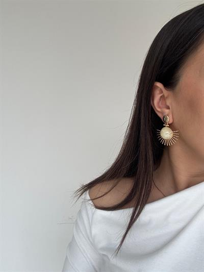 Altın Kaplama Sarı Taşlı Güneş Küpe