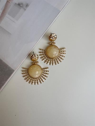 Altın Kaplama Sarı Taşlı Güneş Küpe