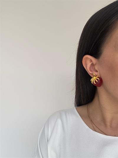 Altın Kaplama Şeffaf Çilek Küpe