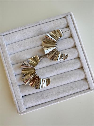 Altın Kaplama Silver Dalgalı Plaka Küpe 