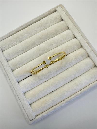 Altın Kaplama Somon Renk Minimal Taşlı Kelepçe