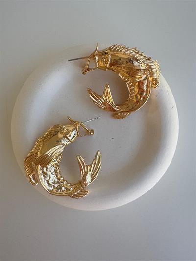 Altın Kaplama Tasarım Balık Küpe