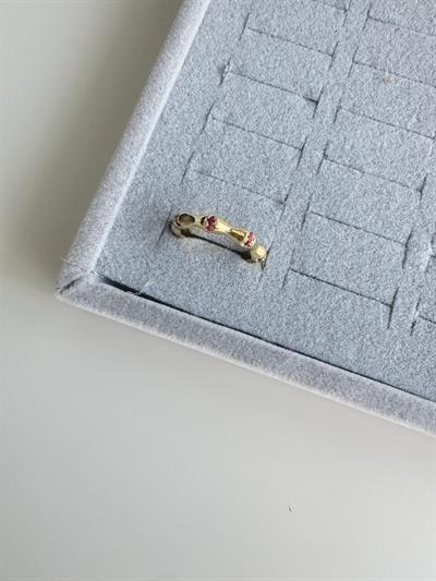 Altın Kaplama Taşlı İnce Bombeli Gold Yüzük