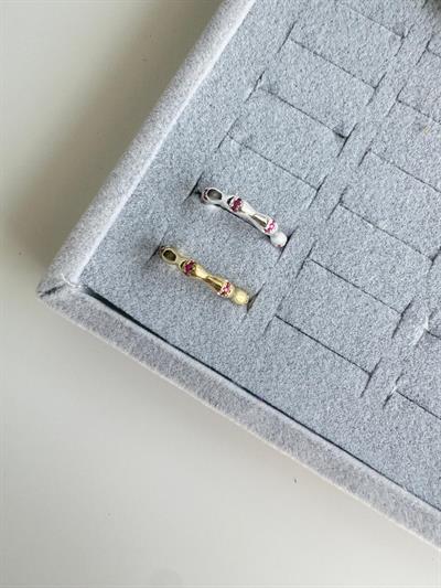 Altın Kaplama Taşlı İnce Bombeli Silver Yüzük