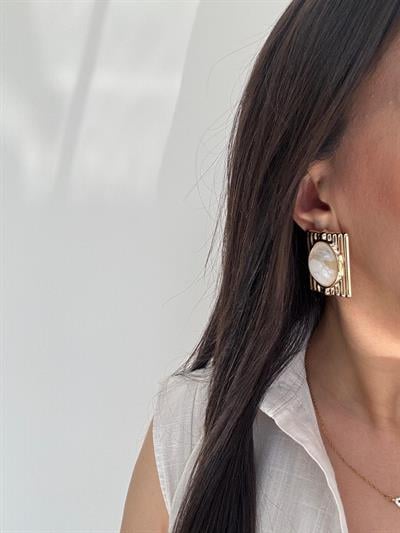 Altın Kaplama Vintage Küpe (krem)