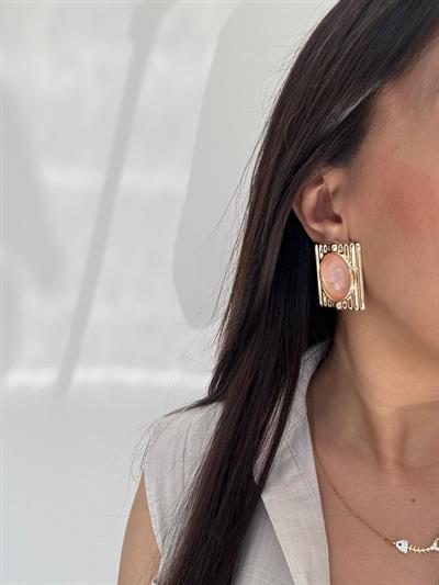 Altın Kaplama Vintage Küpe (pembe)