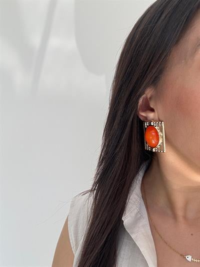 Altın Kaplama Vintage Küpe (turuncu)