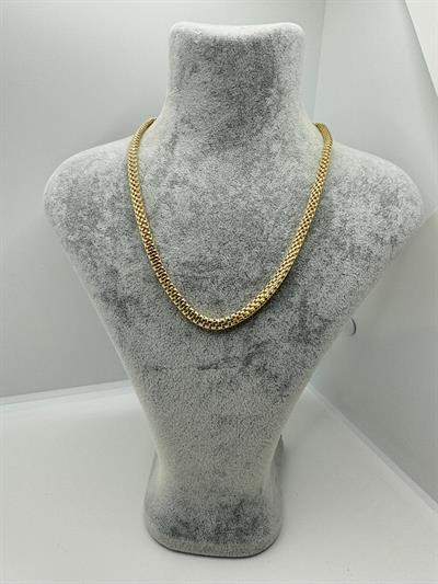 Altın Kaplama Yassı Hasır Kolye (14k)