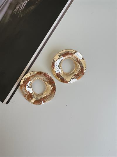 Altın Kaplama Yuvarlak Dokulu Küpe (rose)