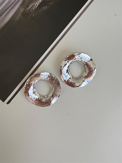 Altın Kaplama Yuvarlak Dokulu Küpe (silver)