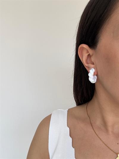 Bijuteri Neon Beyaz Burgu Küpe