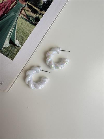 Bijuteri Neon Beyaz Burgu Küpe