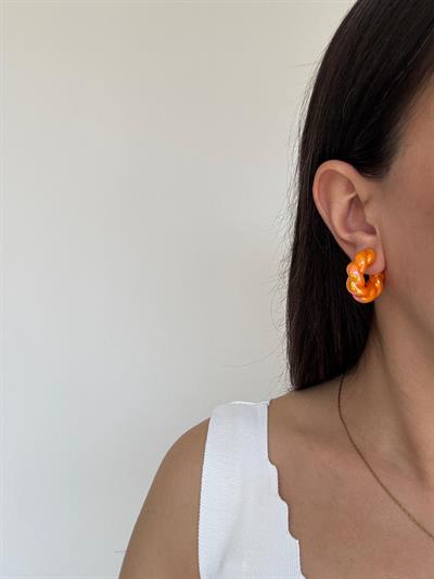 Bijuteri Neon Turuncu Burgu Küpe