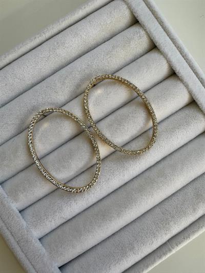 Bijuteri Oval Taşlı Küpe