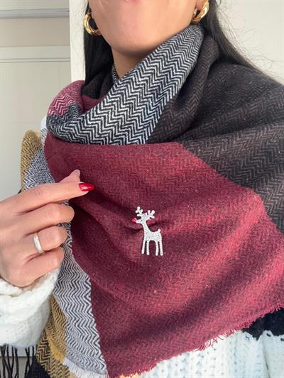 BORDO-KAHVE RENK PAMUKLU ŞAL