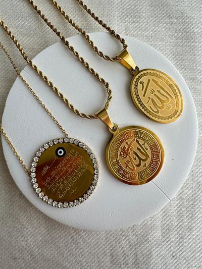Çelik Allah Yazılı Kolye