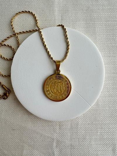 Çelik Allah Yazılı Kolye