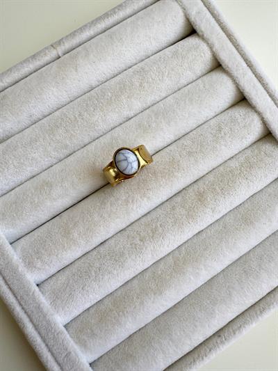 Çelik Beyaz Taşlı Yüzük