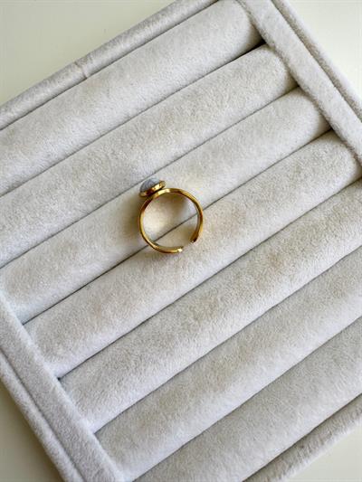 Çelik Beyaz Taşlı Yüzük