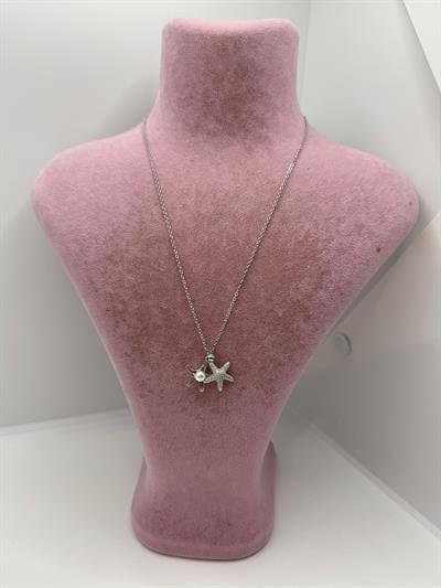 Çelik Deniz Yıldızı İncili Kolye