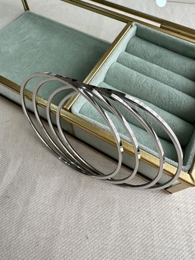 Çelik Dörtlü Ajda Bilezik Silver İnce (65 MM)