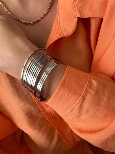 Çelik Dörtlü Ajda Bilezik Silver İnce (65 MM)