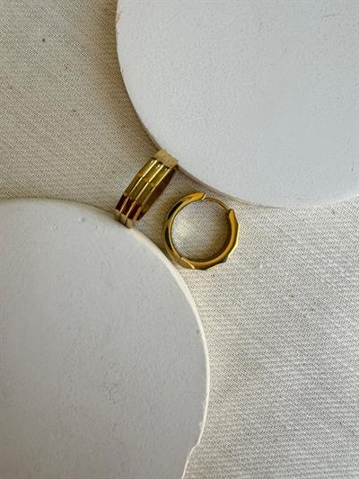 Çelik Geometrik Desenli Halka Küpe