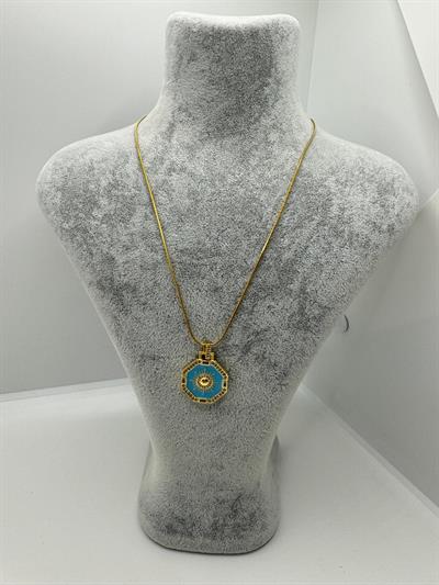 Çelik Geometrik Taşlı Kolye