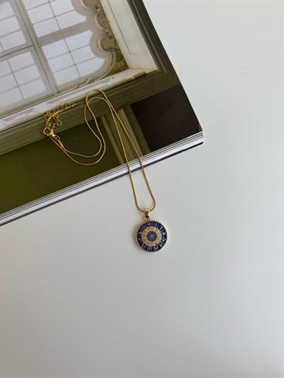 Çelik Mavi Burç Kolyesi