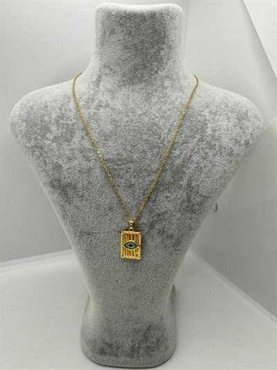 Çelik Göz Detaylı Plaka Kolye