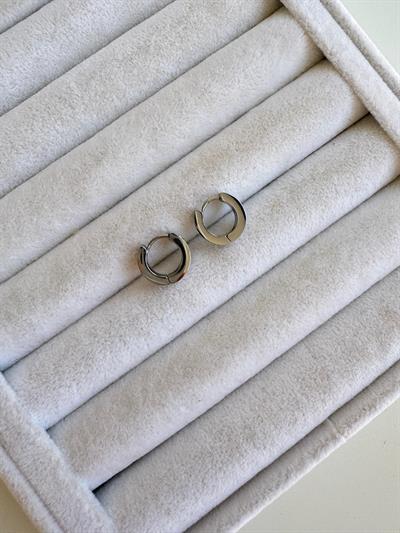 Çelik Mini Boy Taşlı Silver Halka Küpe