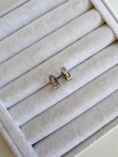 Çelik Mini Boy Taşlı Silver Halka Küpe