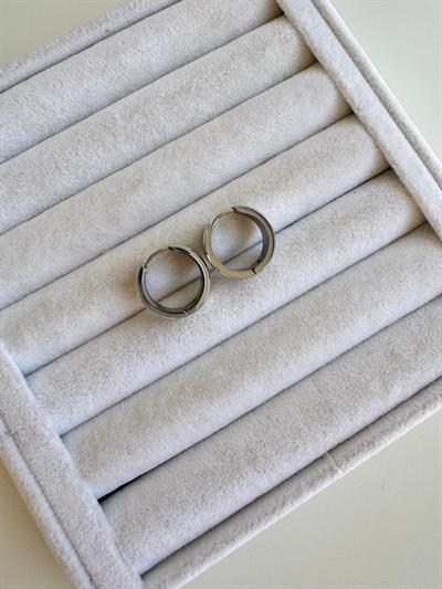 Çelik Silver Dokulu Halka Küpe