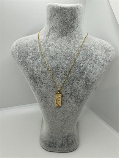 Çelik İnce Dikdörtgen Sedefli Plaka Kolye