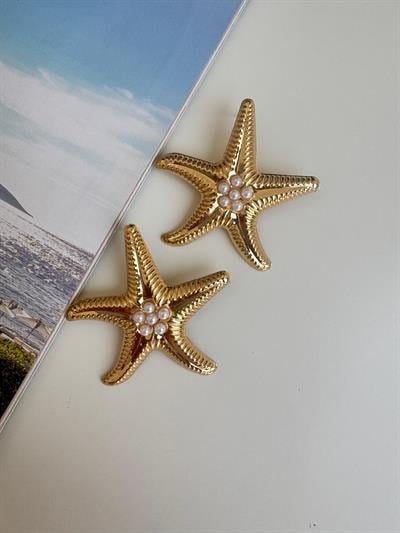 Çelik İncili Deniz Yıldızı Küpe