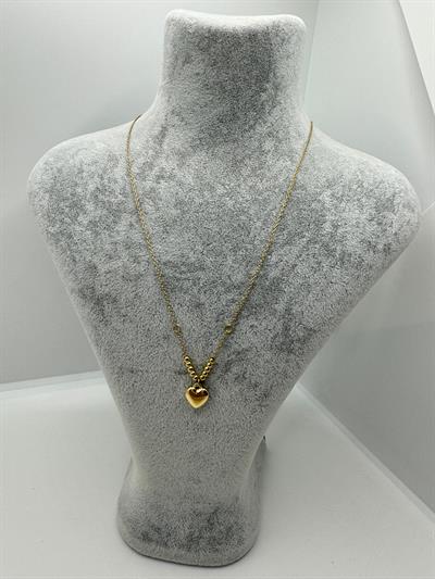 Çelik Kalpli Zincir Kolye (gold zincir)