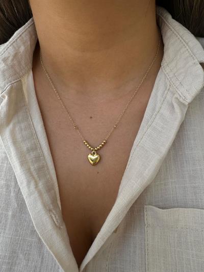 Çelik Kalpli Zincir Kolye (gold zincir)