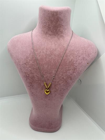 Çelik Kalpli Zincir Kolye (silver zincir)