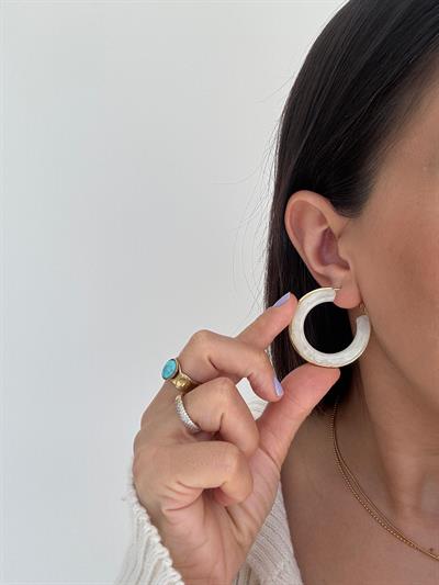 Çelik Kemik Küpe (krem)