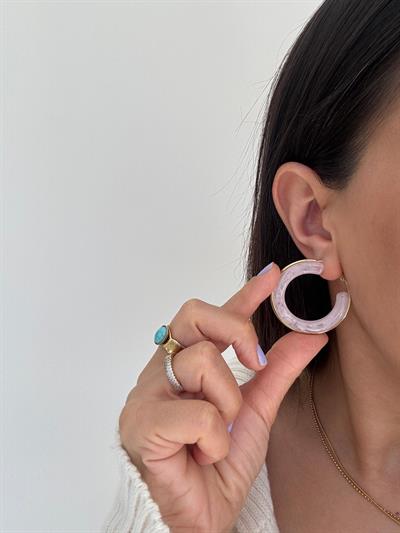 Çelik Kemik Küpe (pembe)