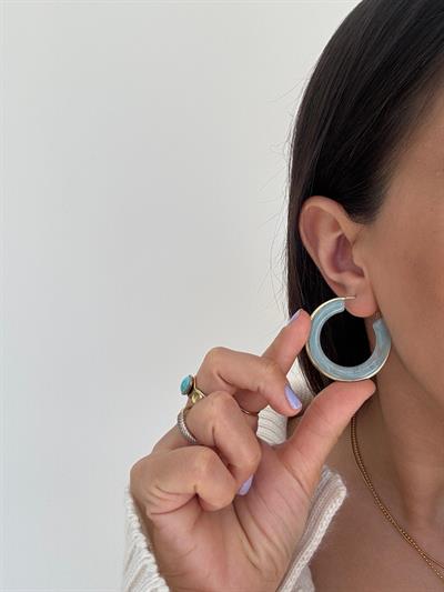 Çelik Kemik Küpe (turkuaz)