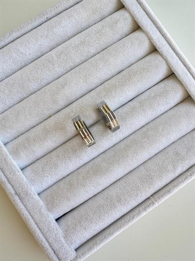 Çelik Silver Köşeli Halka Küpe